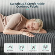 Linsy Home Plush Corduroy Sleeper Sofa Bed with Storage Seat, Pull Out Couch Bed with USB, Cup Holder, Side Pocket, V Shaped Sectional Couches for Living Room, Apartment, Dark Grey