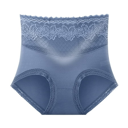 Tiqkatyck Womens Underwear High Waisted Silk Feeling Comfort Briefs Underwear Hiplift Lace Underwear Butt Lifting Panties Seamless Thong Panties for Women Blue XXL