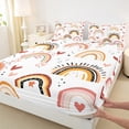 thumbnail image 3 of Homewish Vintage Rainbow Bed Sheets,Boho Bohemian King Sheets,Cartoon Loves Pattern Sheet Set For Girl Boys,Breathable Home Decor,4pcs, 3 of 7