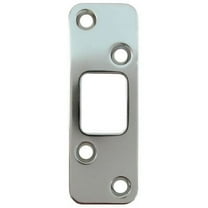 Round Corner Deadbolt Strike Plate, 1-1/4" x 3-5/8", 2-1/2" Center-to-Center, Polished Chrome by Stone Harbor Hardware