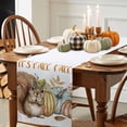 thumbnail image 4 of Fall Table Runner Thanksgiving Squirrel Pumpkin Leaf Table Runners Watercolor Plant White Cotton Linen Dresser Scarf Kitchen Dining Table Decor for Fall Holiday Party Decor 13x90 Inch, 4 of 9