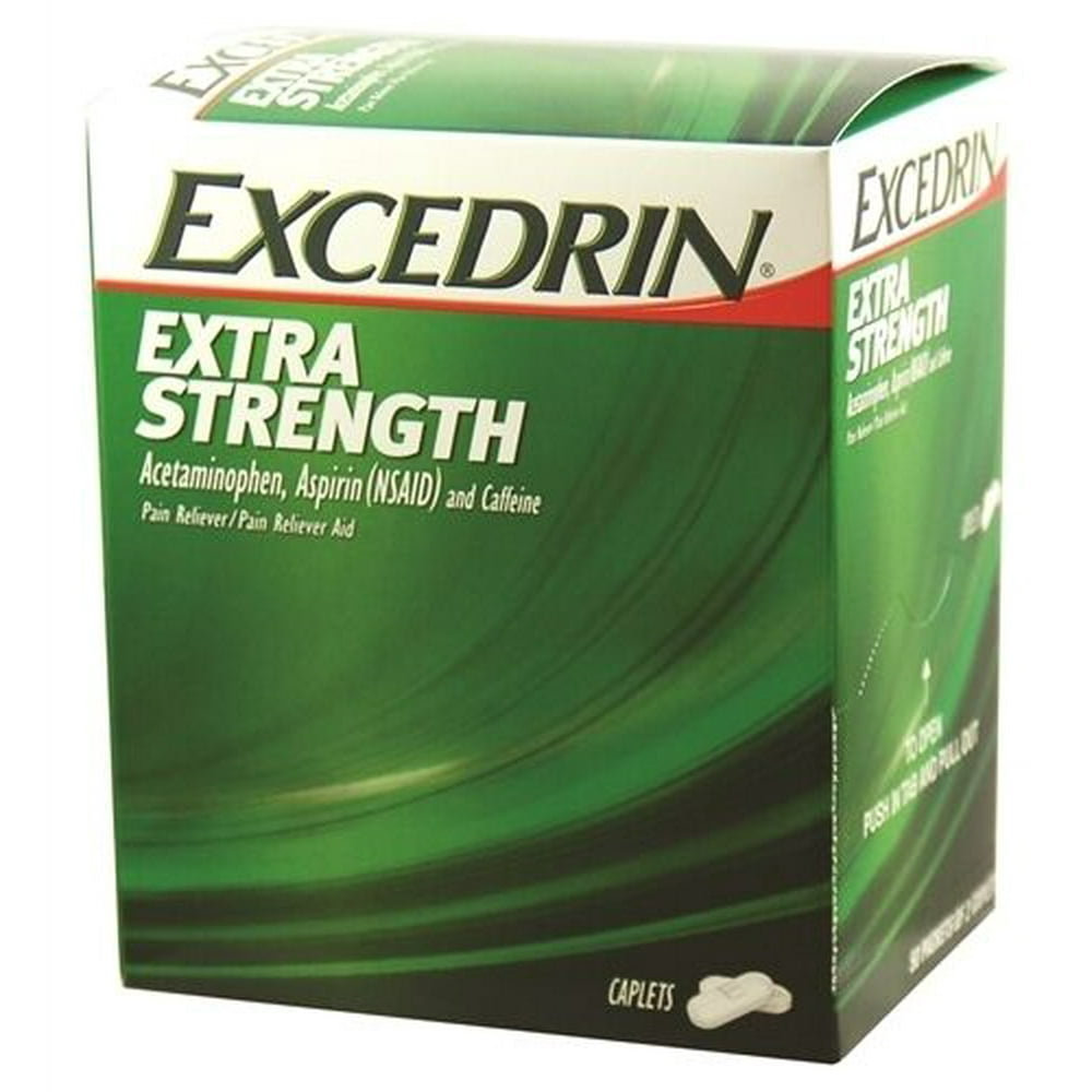 Excedrin Extra Strength Pain Reliever Caplets, 25 Packs of 2 Display