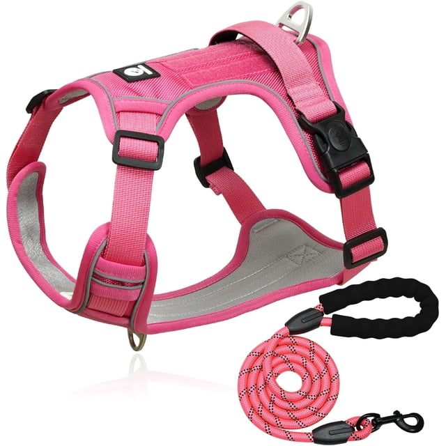Arnés para Perro Chico Mediano Grande con Correa 1.5m, Pechera para Perro Ajustable Reflectante Transpirable, Arneses para Perro Sin Tirones para Caminar Viajar Entrenar Perros Accesorios