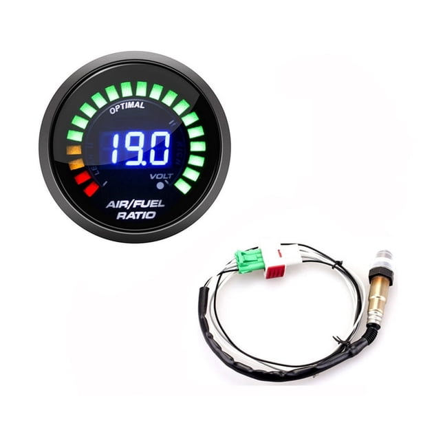Indicador de Relación Aire-Combustible 52 mm Pantalla Digital AFR Sensor Oxígeno O2 Banda Estrecha 0258006028 Ahumado para Automóvil A Gasolina