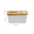 thumbnail image 3 of Ceramic Butter Dish with Lid, White or Green Stoneware Butter Keeper with Wood Lid & Knife, Non-slip Base for Fresh Butter Storage, Ideal for Countertop Kitchen Use and Bread Serving, 3 of 9