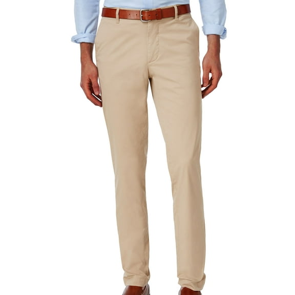 Lacoste Men's Slim-Fit Twill Flat Front Pants (38x34, Macaroon)