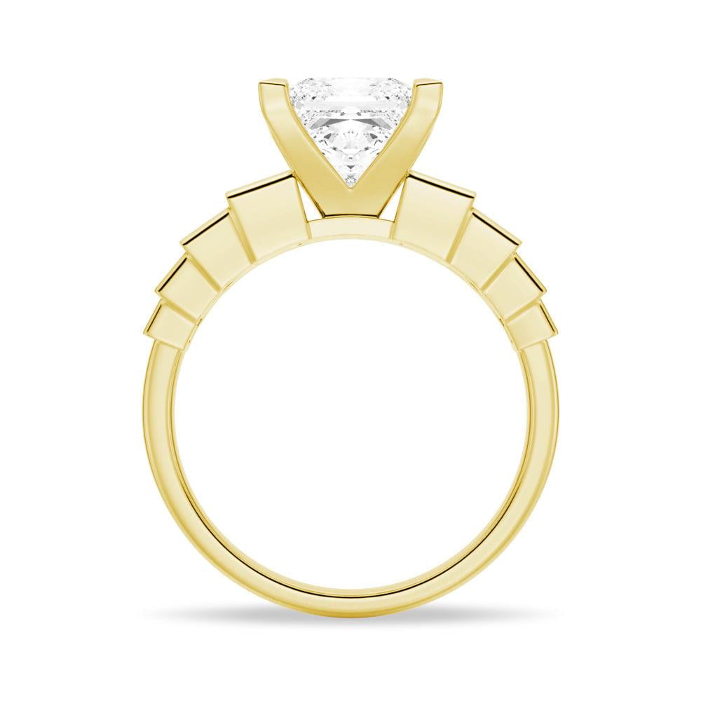 ESTE ORIGIN 4Ct Princess Cut Moissanite Engagement Ring Set - Bridal Wedding Ring Set with Eternity Band 14K Yellow Gold US 7.5