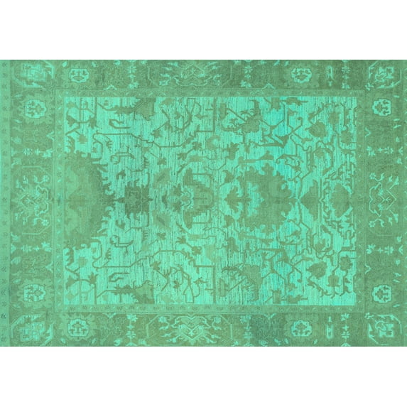 Ahgly Company Indoor Rectangle Oriental Turquoise Blue Traditional Area Rugs, 8' x 12'