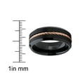 thumbnail image 4 of Metal Masters Mens Black Tungsten Carbide Wedding Band Ring Rose Goldtone Steel Cable Inlay 11.5, 4 of 7