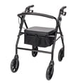 thumbnail image 3 of Foldable Walker with Wheels Soft padded Seat Adjustable Height Rollator Rolling Walker Adult Senior Steel & Nylon(Black), 3 of 9