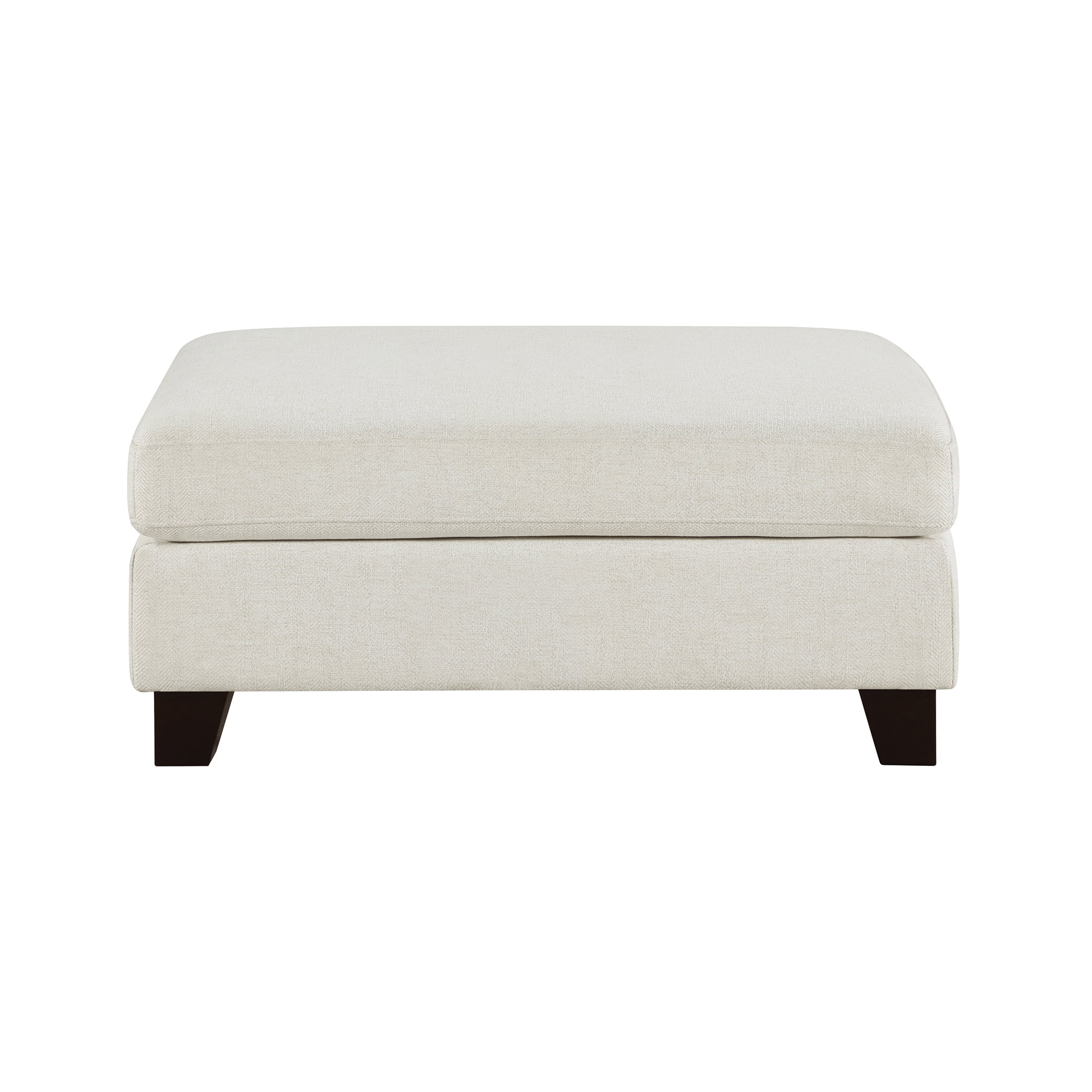 OakvillePark Caladune Textured Fabric Ottoman with Solid Wood Legs, Ivory