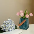 thumbnail image 4 of Iumwxz Plastic Imitation Glazed Vase for Dried or Fresh Flowers Blue Decorative Vase for Living Room TV Cabinet or Bedroom 6.4x5.1x4.5 Inch Home Decor Flower Pot, 4 of 6