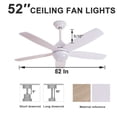 thumbnail image 5 of 52" White Ceiling Fans with Noiseless DC Motor and LED Lights Remote Control Modern Ceiling Fan Bedroom Ceiling Fan with 3 LED Light Colors, 5 of 7