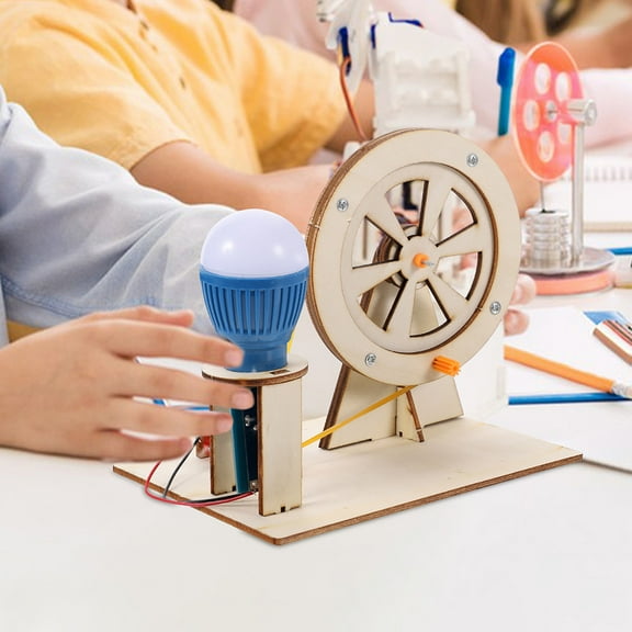 ELAYARD 2-Pack Hand Crank Generator Experiment Model with Wood Base, Assorted Colors for Science Learning and Projects