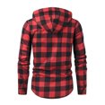 thumbnail image 6 of Txeol Mens Plaid Flannel Jacket Long Sleeve Full Zip Hoodies Chest Pockets Drawstring Hooded Cargo Sweatshirts Christmas Gifts,Red XL, 6 of 8