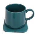 thumbnail image 4 of Calentador de tazas eléctrico Cargador Taza verde Carga de teléfono inalámbrico Panel impermeable Calentador de tazas de café para oficina en casa 100-240 V Enchufe del Reino Unido, 4 of 5