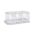 thumbnail image 1 of Caja transparente para condimentos de cocina, tarro de especias, contenedor de almacenamiento de plástico, con tapa y cuchara, 3 piezas, 1 of 4