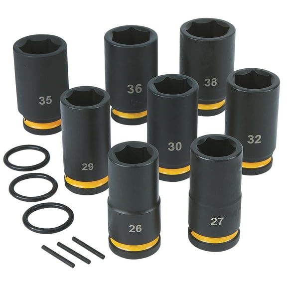 Klutch 3/4in.-Drive Deep Impact Socket Set, 8 Pcs., Metric, Chrome Molybdenum