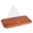 thumbnail image 1 of Wood Slotted Stands Wooden Display Holder Rack Saddle Brown 37.95x19.9x2cm, 1 of 5