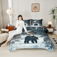 thumbnail image 4 of Castle Fairy Wildlife Bear Bedding Comforter Set 2pcs for Kids Teenagers Adults,Winter Snowflakes Cabin Twin Comforter Sets Microfiber,Jungle Woodland Animal Breathable Bedding Set, 4 of 8