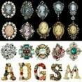 thumbnail image 2 of GKNET Wedding Retro Cameo Pearl Crystal Rhinestone Brooch Pins Flower Women Jewellery-Vintage letter D, 2 of 9