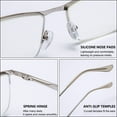 thumbnail image 4 of MAGIMODAC Anti Blue Light Reading Glasses Metal Spring Hinges Halframe Classic Blue Light Blocking Eyeglasses Eyewear Readers (Silver, +1.0), 4 of 5