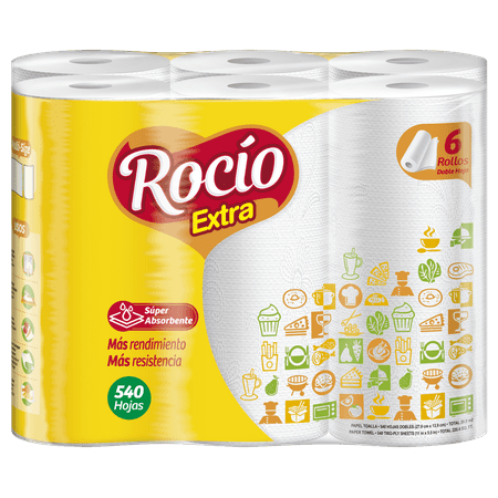 Rocio Super Absorbent Paper Towel, 2 Ply, 6 Rolls