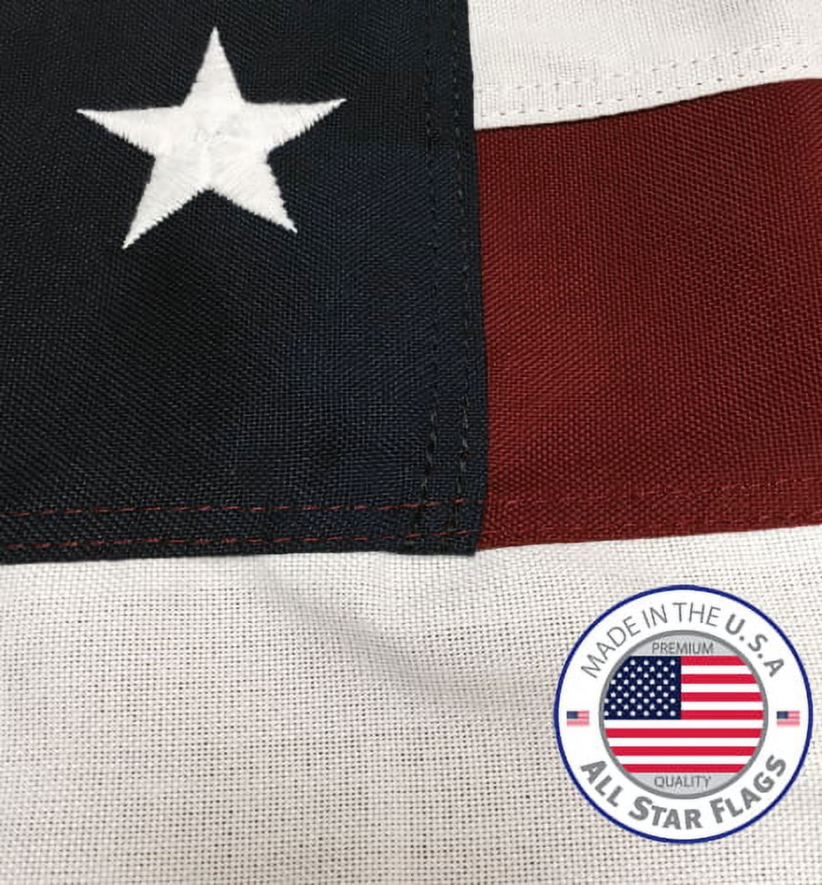HEAVY-DUTY American Flag 3x5' - 100% Made in the USA - Durable, Long Lasting, Rich Polyester Material - Embroidered Stars, Sewn Stripes with Lock Stitching, Four Rows of Lock Stitching on the Fly End