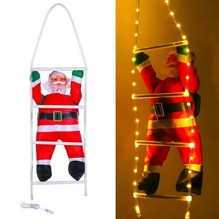 

Climbing Santa Santa Claus Climbing Ladder Doll Hanging Ornament Tree Indoor Outdoor Decor Led Christmas Decor Usb Tube