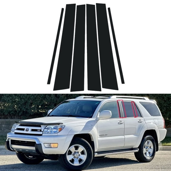 6PCS Glossy Piano Black Pillar Posts Door Cover Trim for Toyota 4Runner 2003-2009
