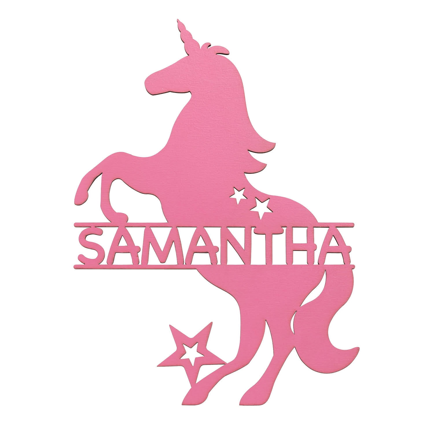 Starry Unicorn Personalized Pink Wood Plaque