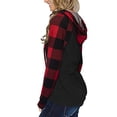 thumbnail image 4 of Sudaderas con Capucha a Cuadros de Manga Larga para Mujer Tops Deportivos Informales elásticos y amigables con la Piel con Bolsillo para Ir de Compras Trabajo en casa Rojo L, 4 of 6