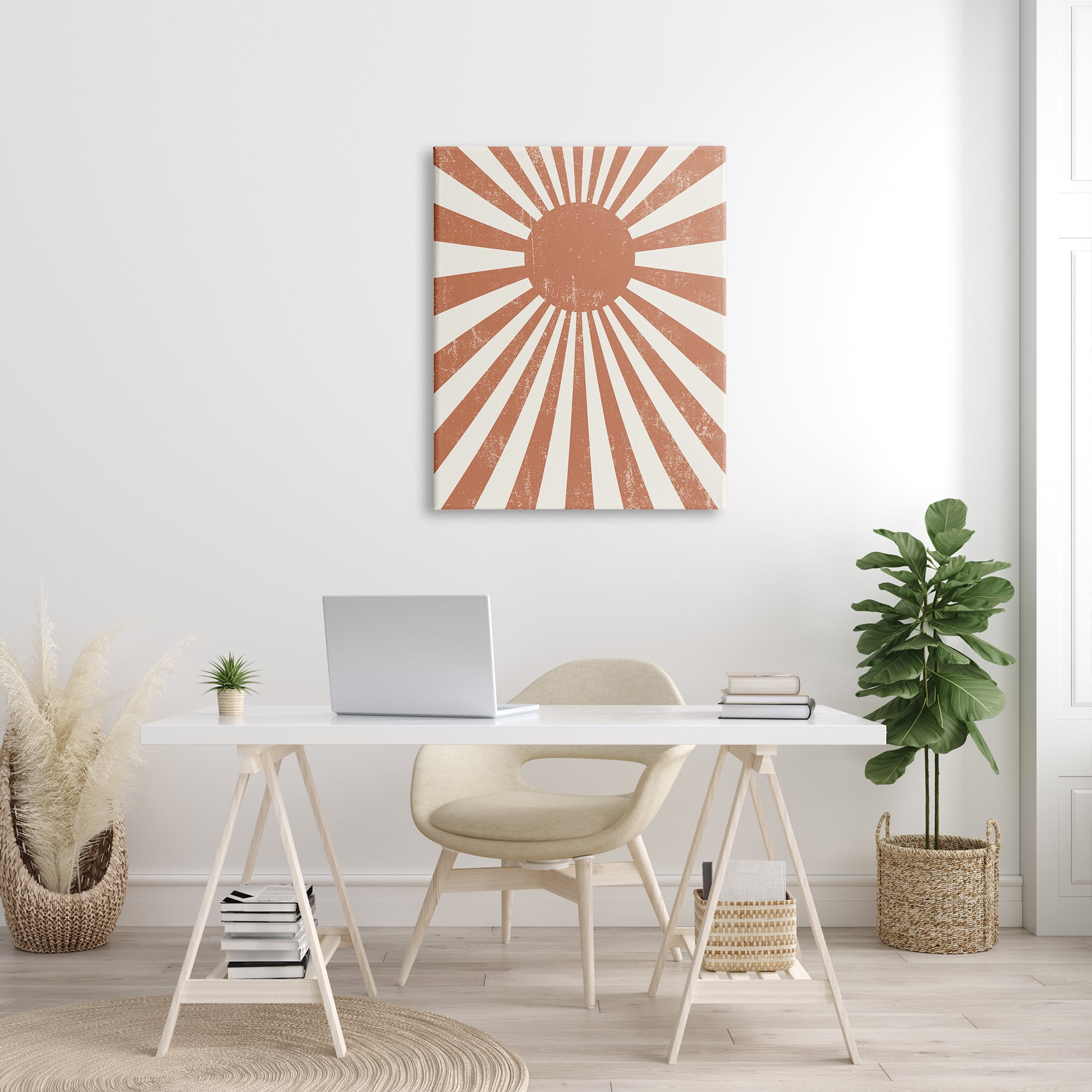 Stupell Industries Vintage Striped Sun Rays Beaming Weathered Design Graphic Art Gallery Wrapped Canvas Print Wall Art, Design by Daphne Polselli