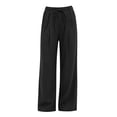 thumbnail image 5 of Maplenight Wide Leg Pants for Women Cotton Elastic Waisted Flowy Casual Trousers with Pockets Drawstring Loose Fit Palazzo Pants for Beach​, 5 of 5