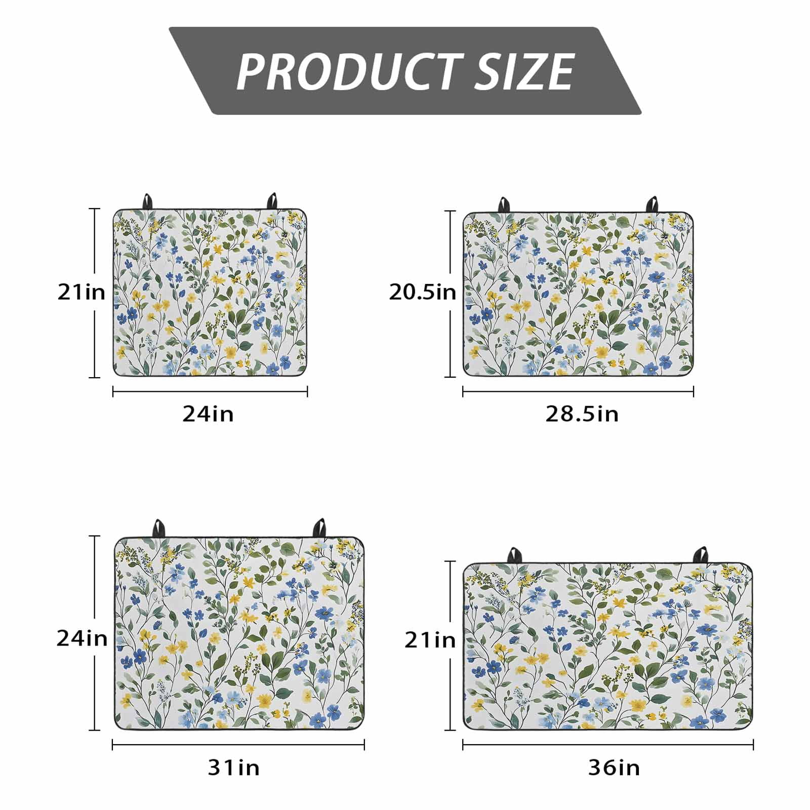 Elegant Blue Yellow Spring Floral Stove Top Cover for Electric Stove, Heat-proof & Non Slip Glass Top Stove Cover Protector, Summer Botanical Green Kitchen Flat Cooktop Rubber Mat 24x21 Inches