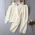 thumbnail image 4 of Enjoytime Girls Knit Outfits Half Zip Pullover Sweatshirt Wide Leg Sweatpants 2 Piece Set Cozy Fleece Lounge Matching Clothes, 4 of 5