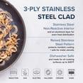 thumbnail image 4 of Viking 3-Ply Non Stick Frying Pan, 8 Inch Hybrid Plus Stainless Steel Kitchen Cookware, Silver, 4 of 7