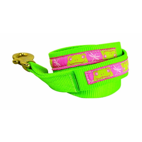 Perri's Color Duo Ribbon Nylon Lead, Frog, 6-Feet
