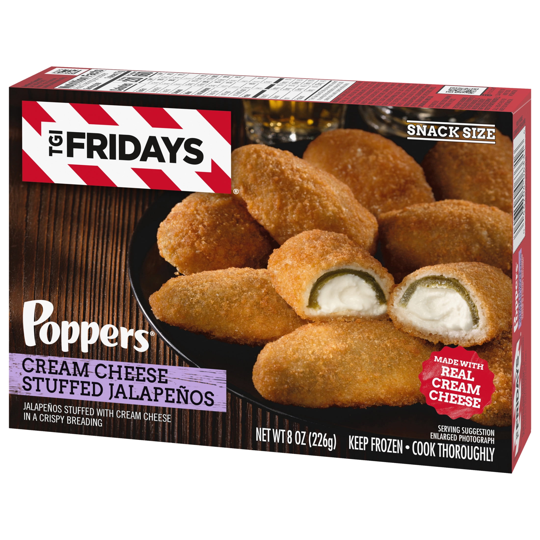 TGI Fridays Frozen Appetizers Cream Cheese Stuffed Jalapeno Poppers, 8 oz Box Regular