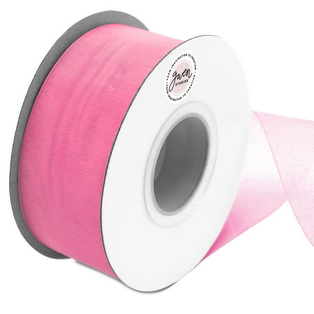 UPC: 0810056348243 | Pink Sheer Organza Ribbon for Crafts and Wedding  1.5  x 50 Yards by Gwen Studios