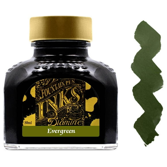 Diamine 7072 Ink Bottle for Fountain Pen, Evergreen, 80 ml