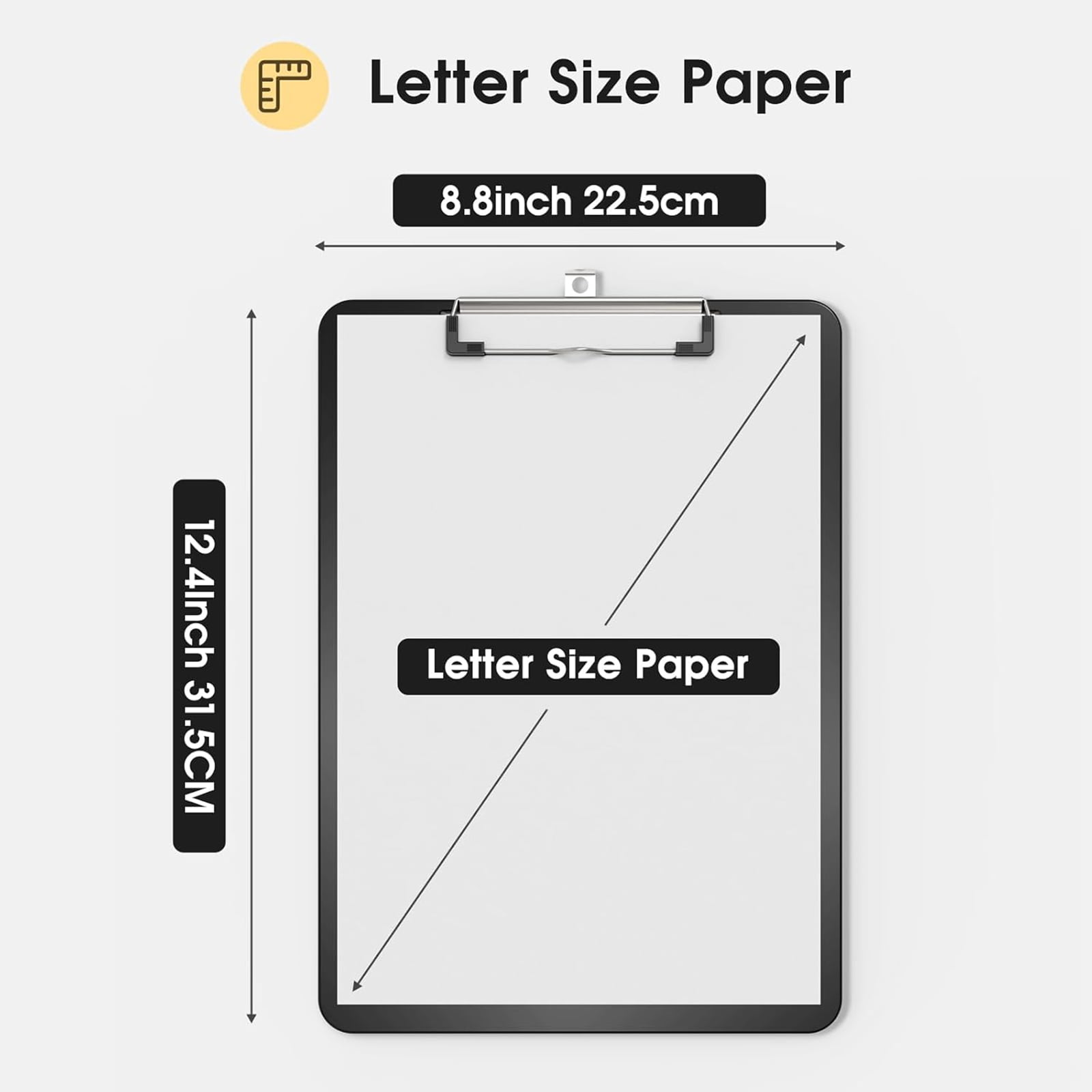 Bxaolu Plastic Clipboards, A4 Black Clip Board 8.5x11 for Men, Woman, Size 9" x 12.5" with Low Profile Clip, Home,Office Supply, Black