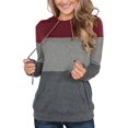 thumbnail image 4 of ADREAMLY Color Block Long Sleeve Hoodie Sweatshirts for Female with Pocket, 4 of 7