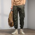 thumbnail image 4 of Vedolay Men's Pants Men's Cargo Pants Relaxed Fit Casual Elastic Waist Drawstring Work Hiking Pants with Pockets,Green XXL, 4 of 5