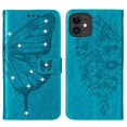 thumbnail image 3 of Dteck Wallet Case for Apple iPhone 11 (6.1 inch) ,Bling Diamond Butterfly & Flower Embossed PU Leather Magnetic Flip Stand Card Pocket Shockproof Phone Cover with Wrist Strap,Blue, 3 of 9