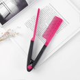 thumbnail image 2 of Peine alisador de cabello con diseño curvo en forma de V, antiencrespamiento, ideal para viajes. Cepillo rosa fucsia., 2 of 5