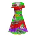 thumbnail image 4 of JGNGSHN Mardi Gras womens dresses casual Fashion Short Sleeve Dress Casual V Neck Printed Swing Dresses, 4 of 4