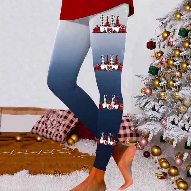 MKLEKYY Leggings para mujer, leggings de entrenamiento, leggings con estampado navideño, pantalones de bloques de color, leggings suaves y elásticos. 4886
