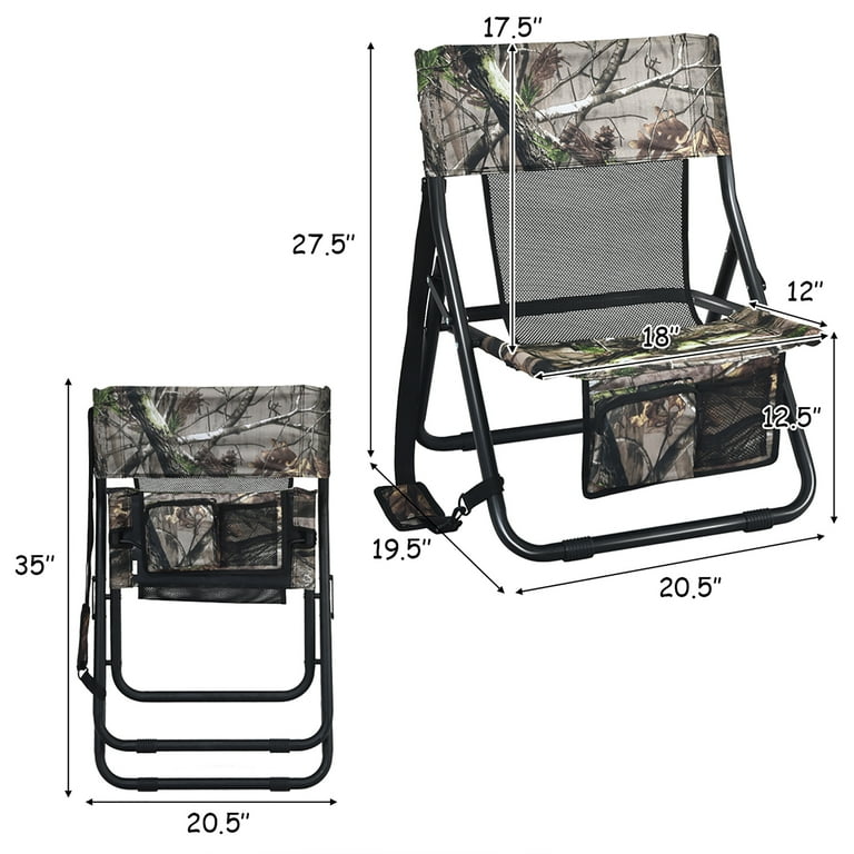 Costway Folding Hunting Chair Portable Outdoor Camping Woodland Camouflage Hunting Seat