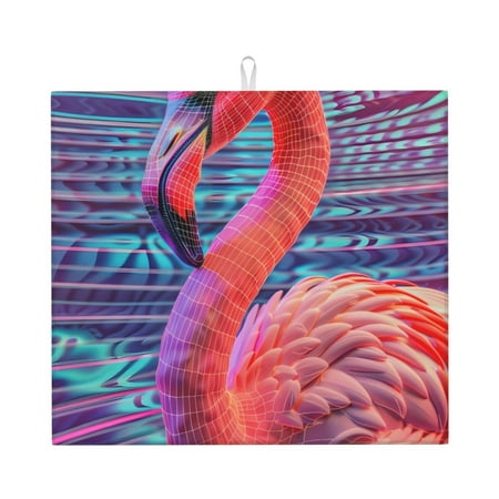 

Matuu Digital Flamingo Vibrant Art for Dish Drying Mat for Kitchen Counter for Kitchen and Dining Kitchen Counter Accessories 16 x18